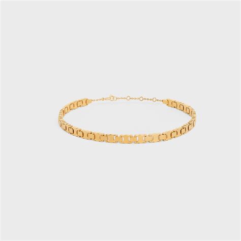 celine chocker|Triomphe Link Choker in Brass with Gold Finish .